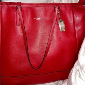 Genuine leather red coach purse